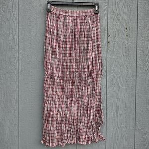 Plaid A-Line Skirt in Red and White